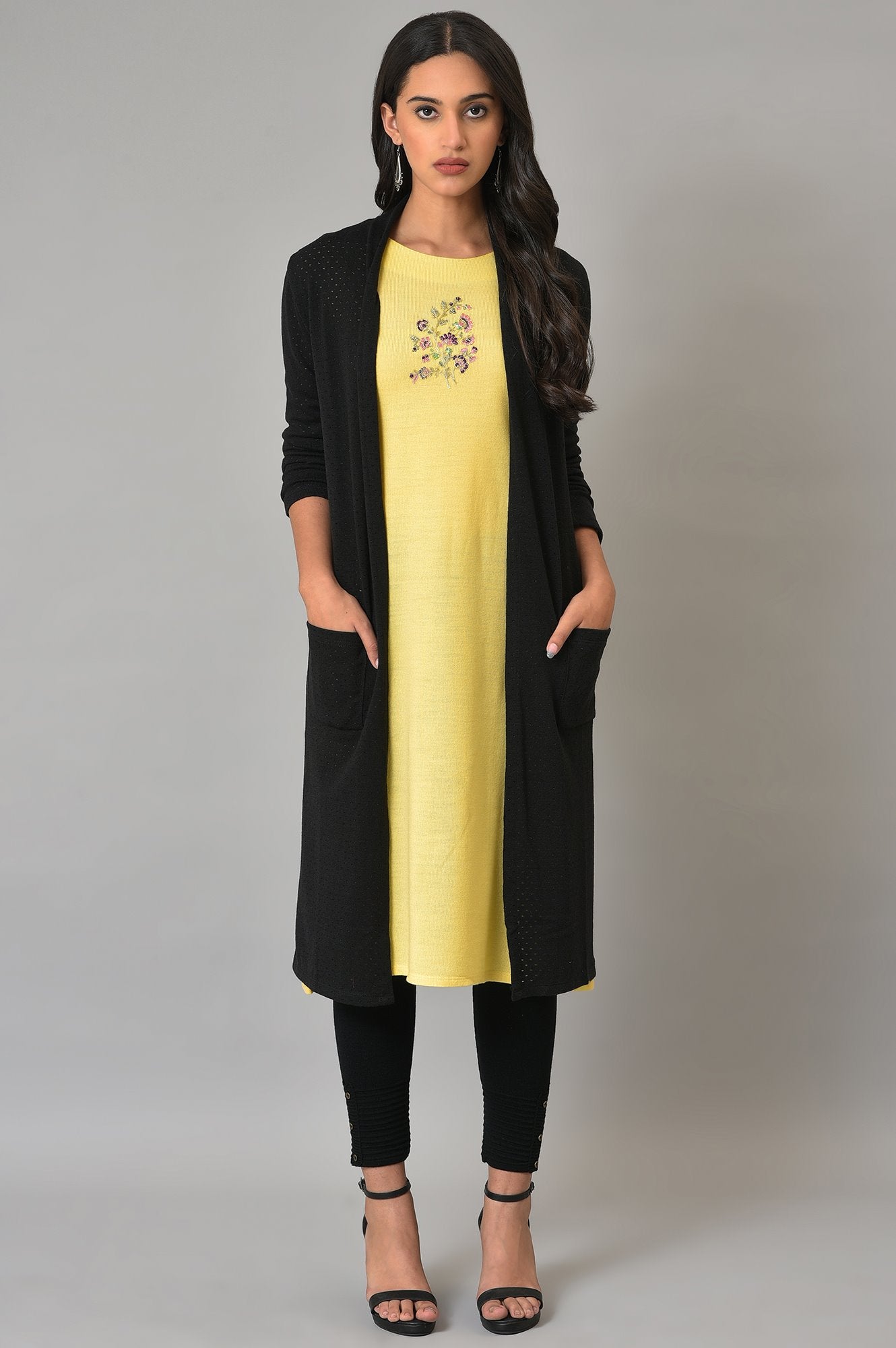 Black Front Open Winter Shrug