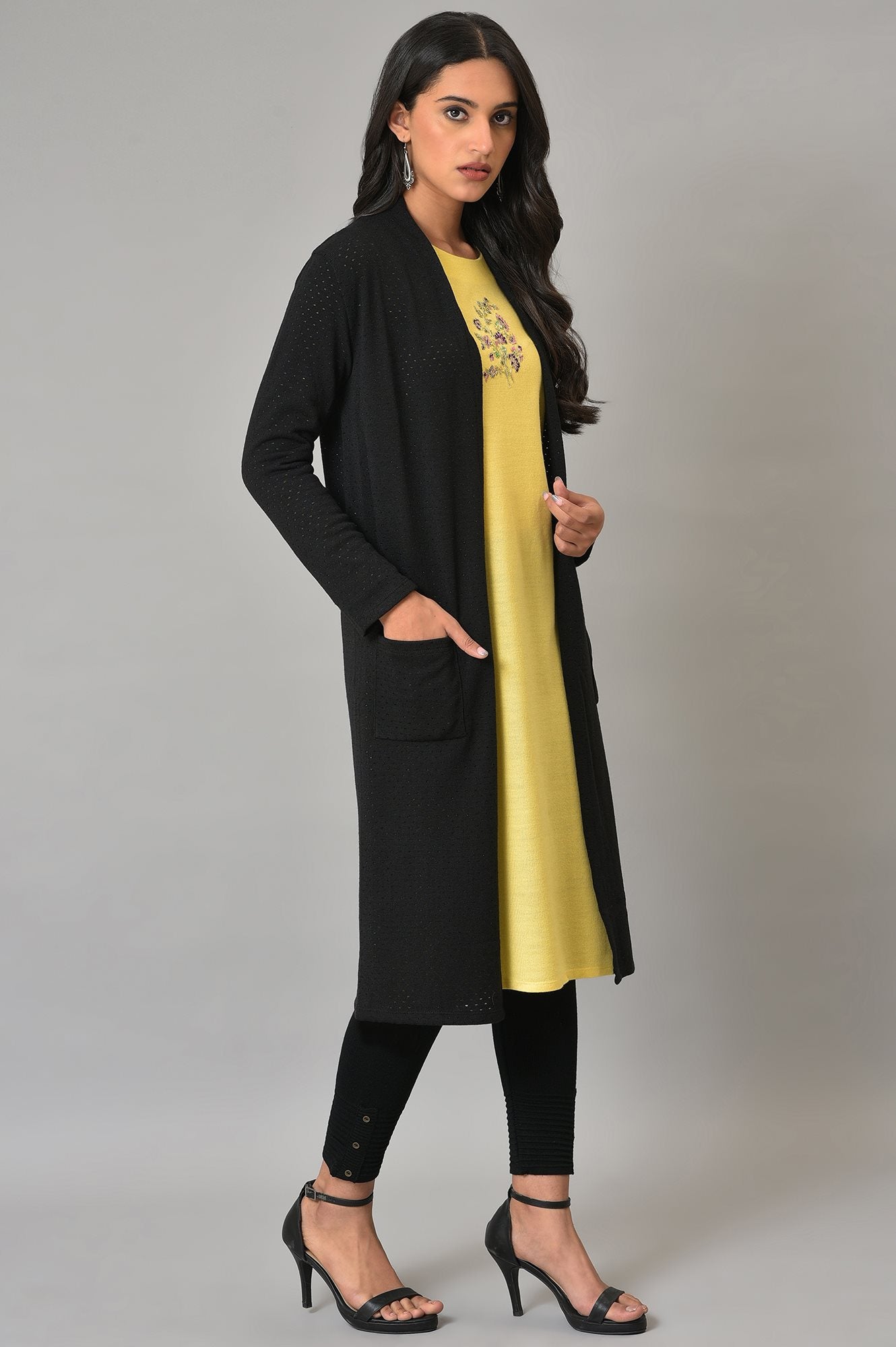 Black Front Open Winter Shrug