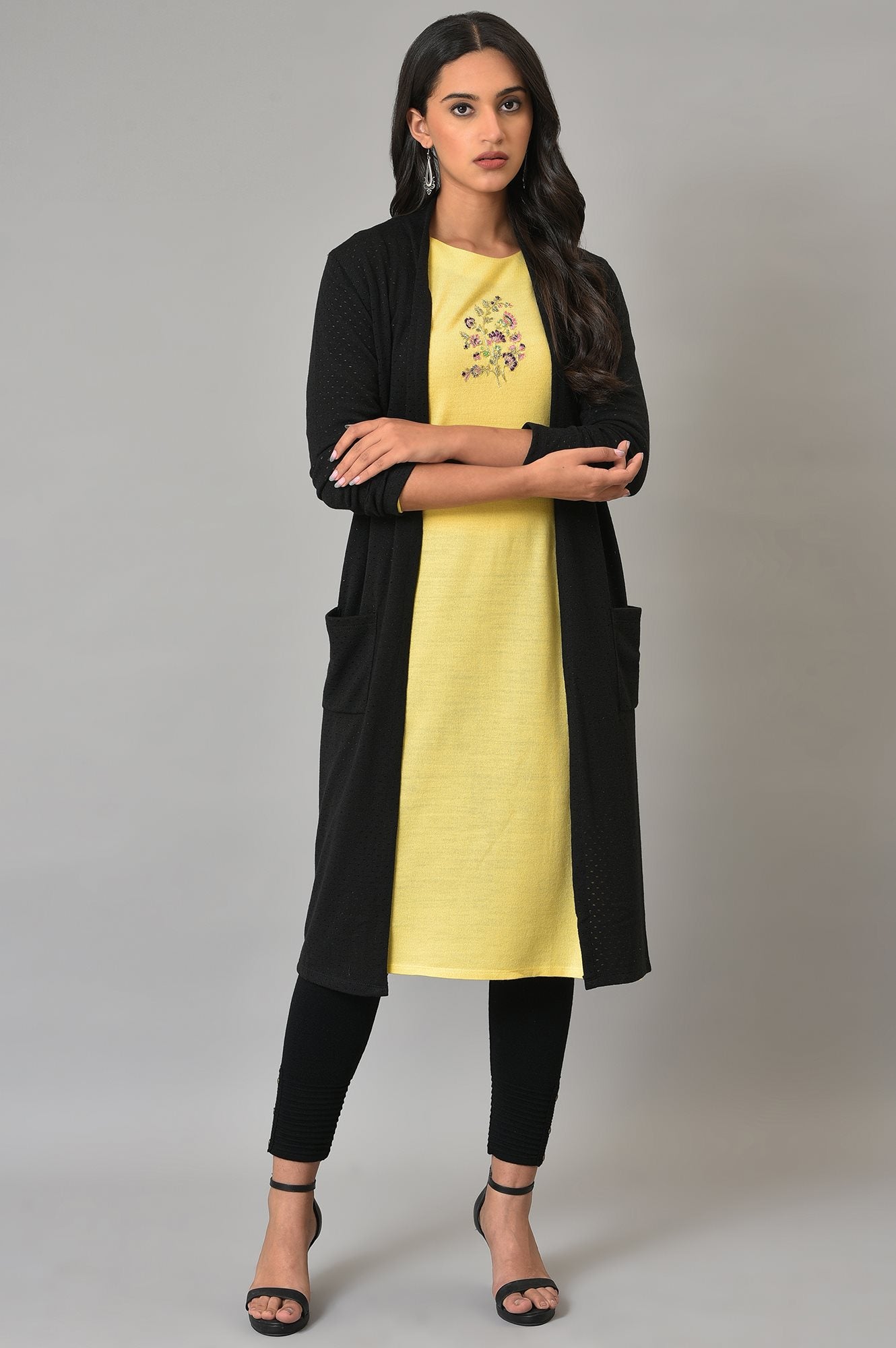 Black Front Open Winter Shrug