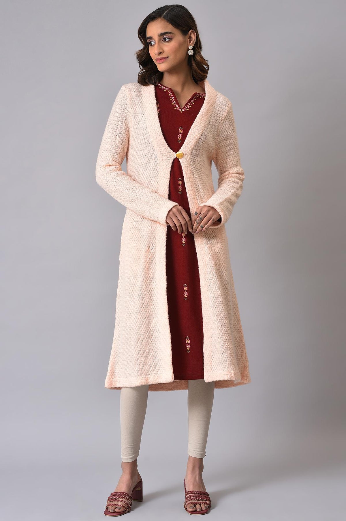 Pink Winter Women Cardigan - XL