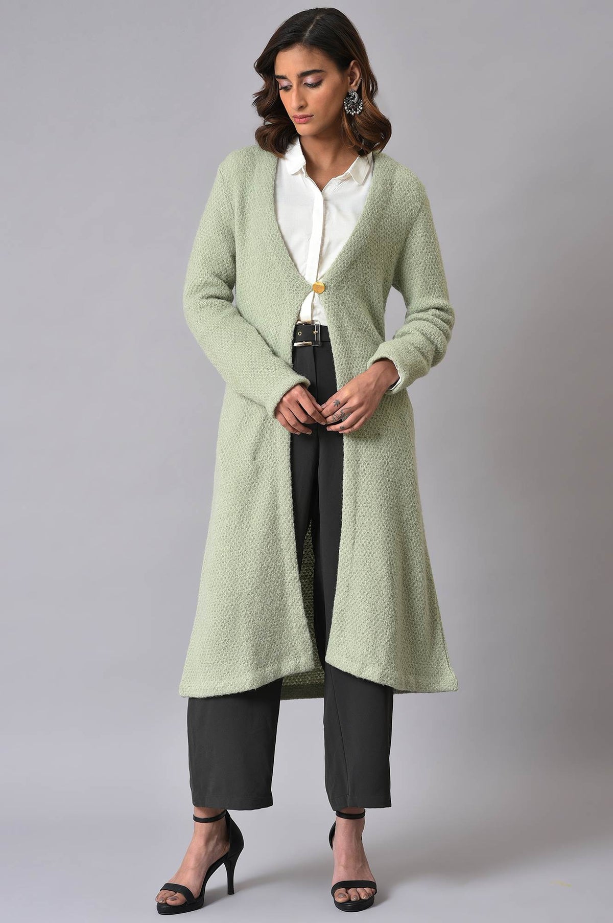 Green Winter Women Cardigan - M