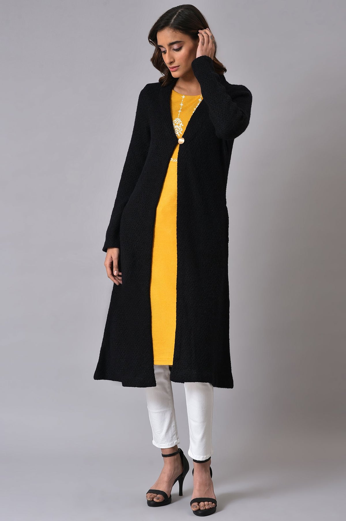 Black Winter Women Cardigan - S