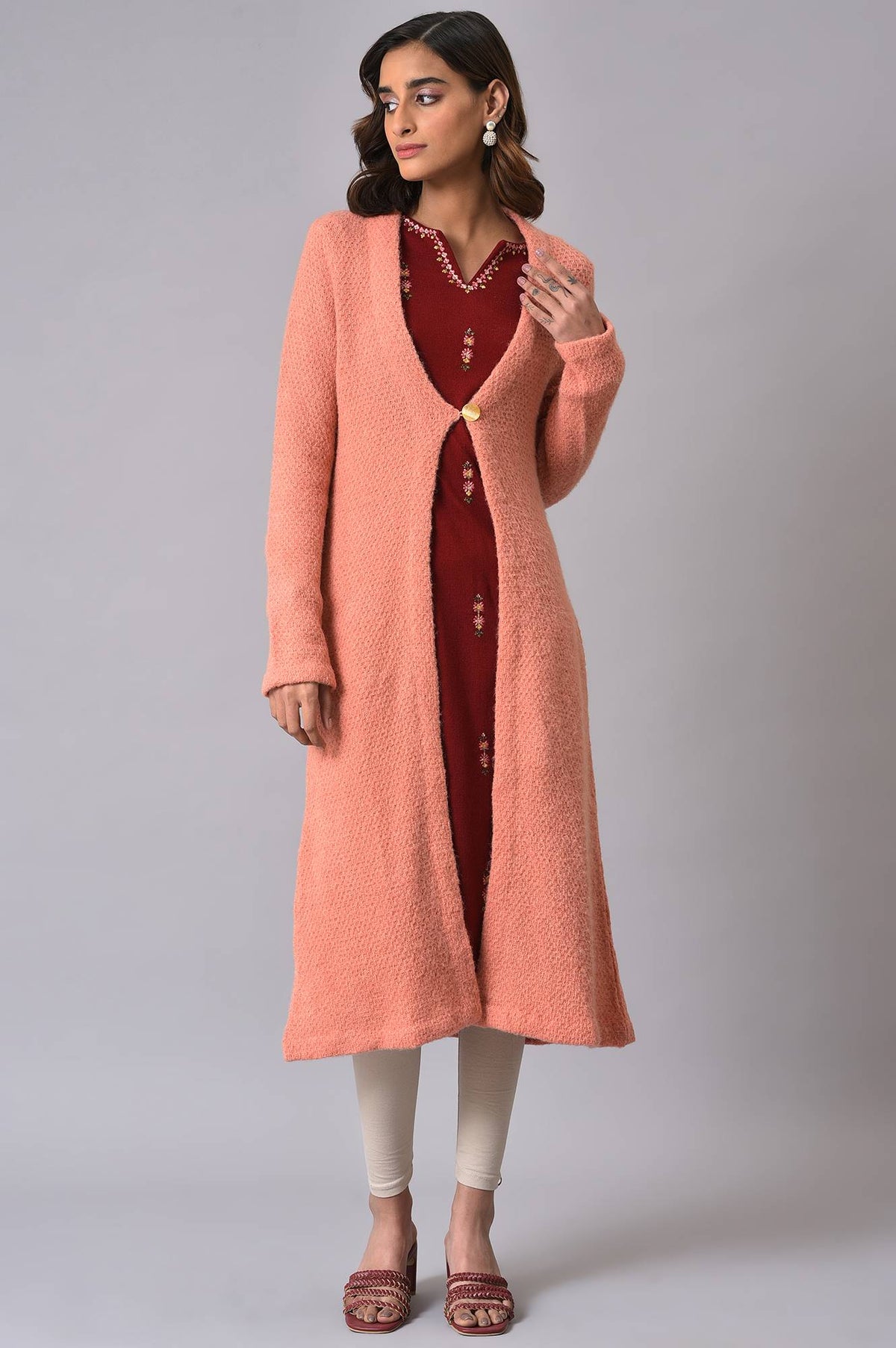 Pink Winter Women Cardigan - S