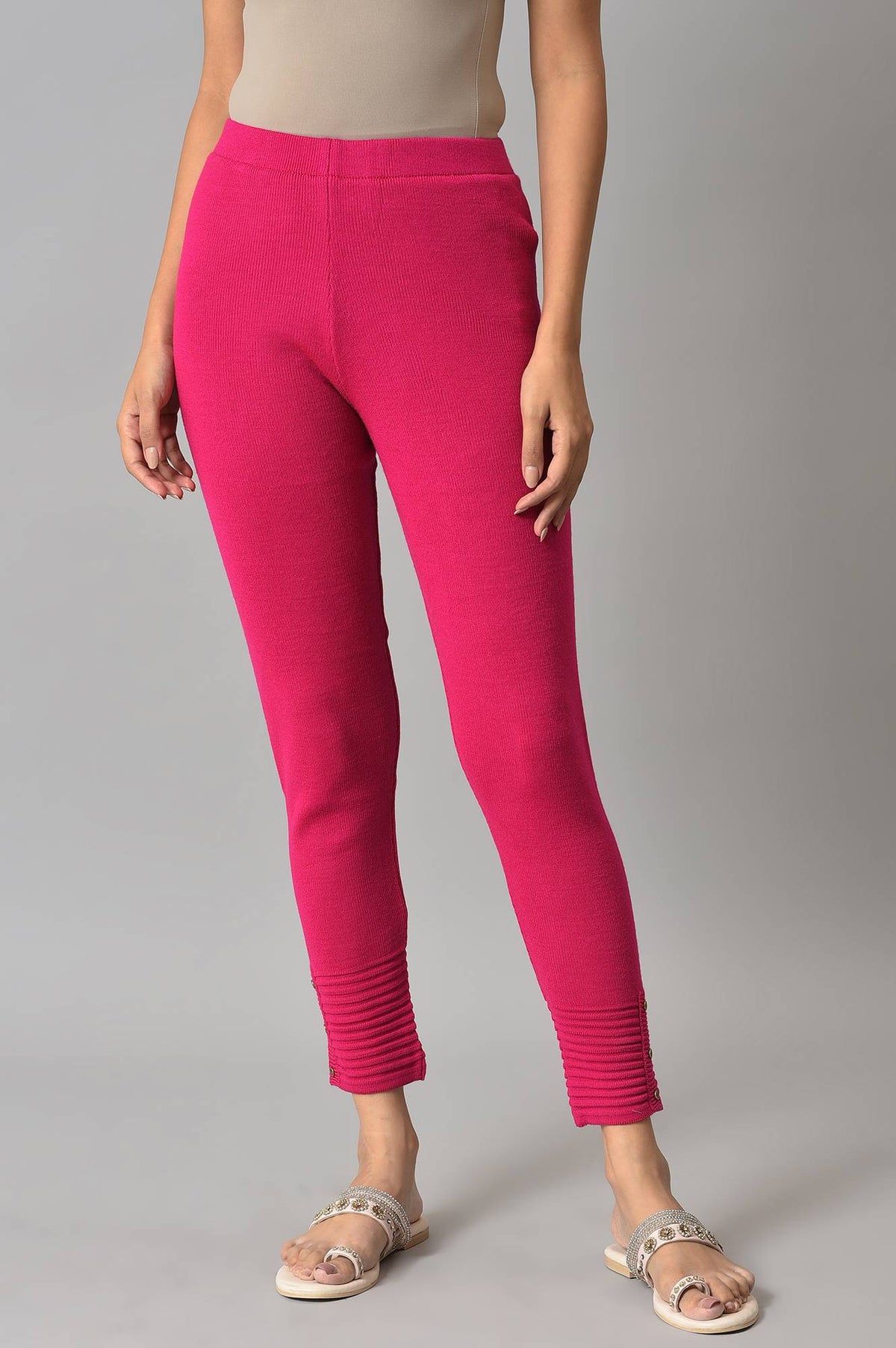 Pink Acrylic Winter Leggings - S
