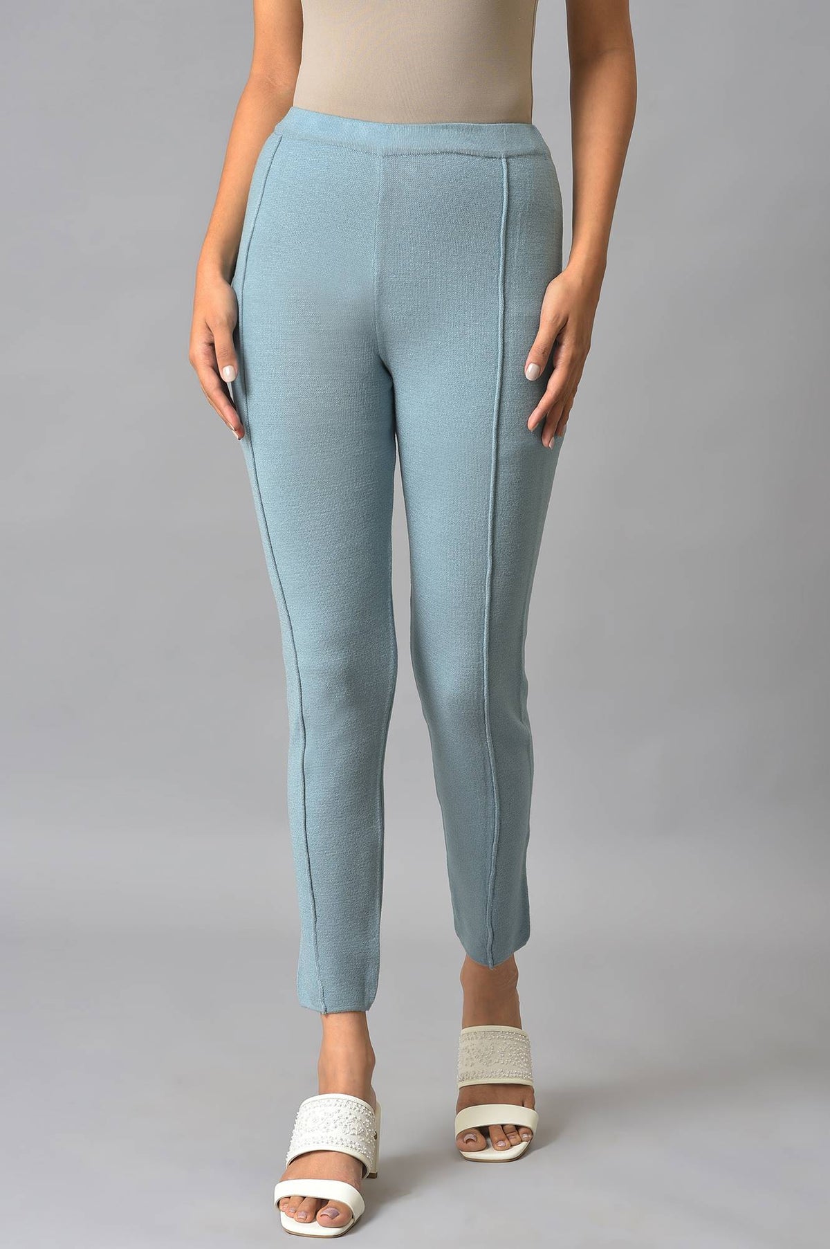 Light Blue Knitted Winter Tights - S