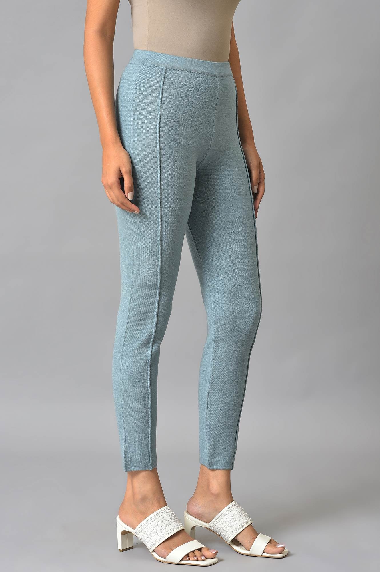 Light Blue Knitted Winter Tights