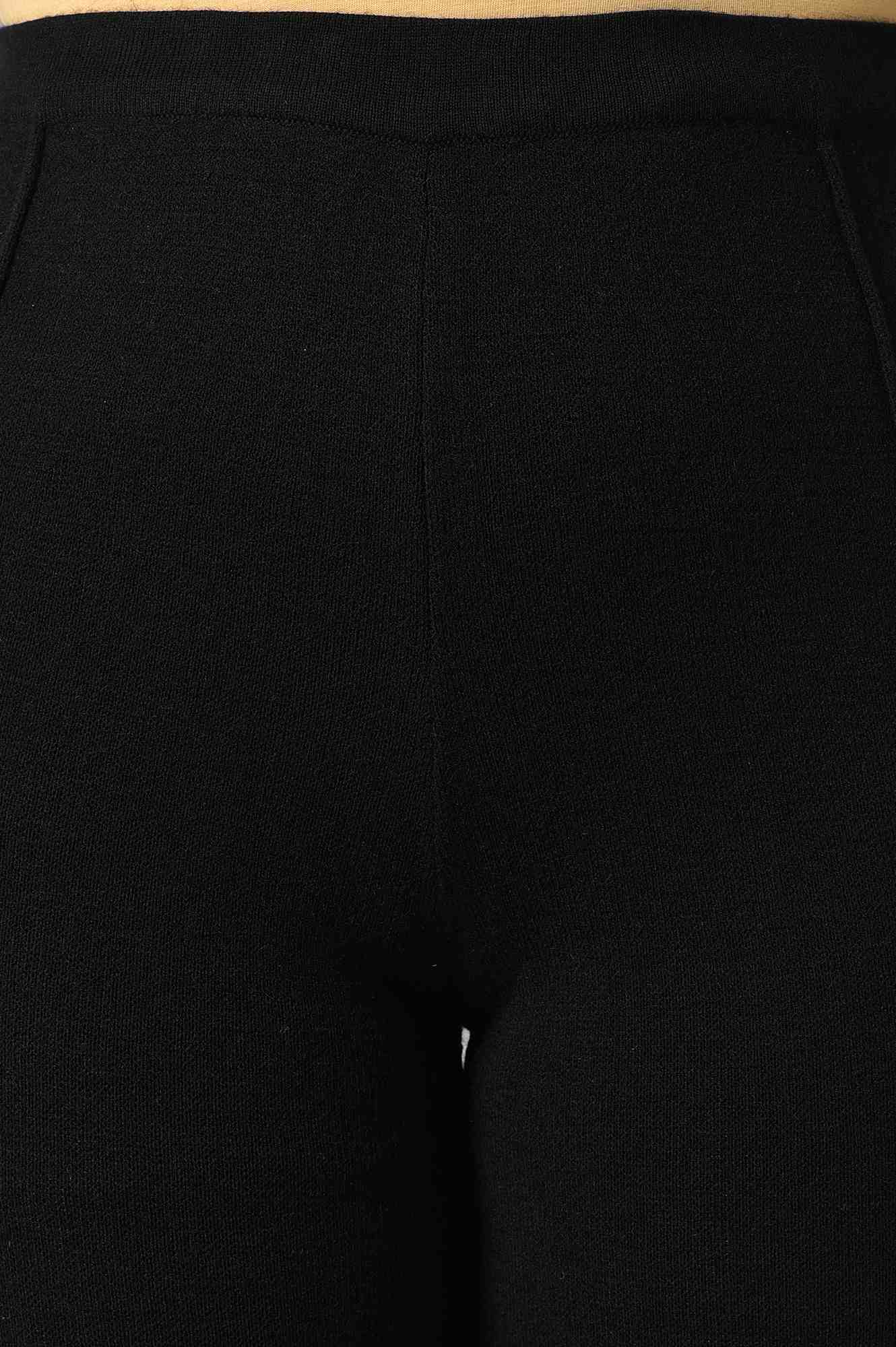 Jet Black Solid Winter Tights