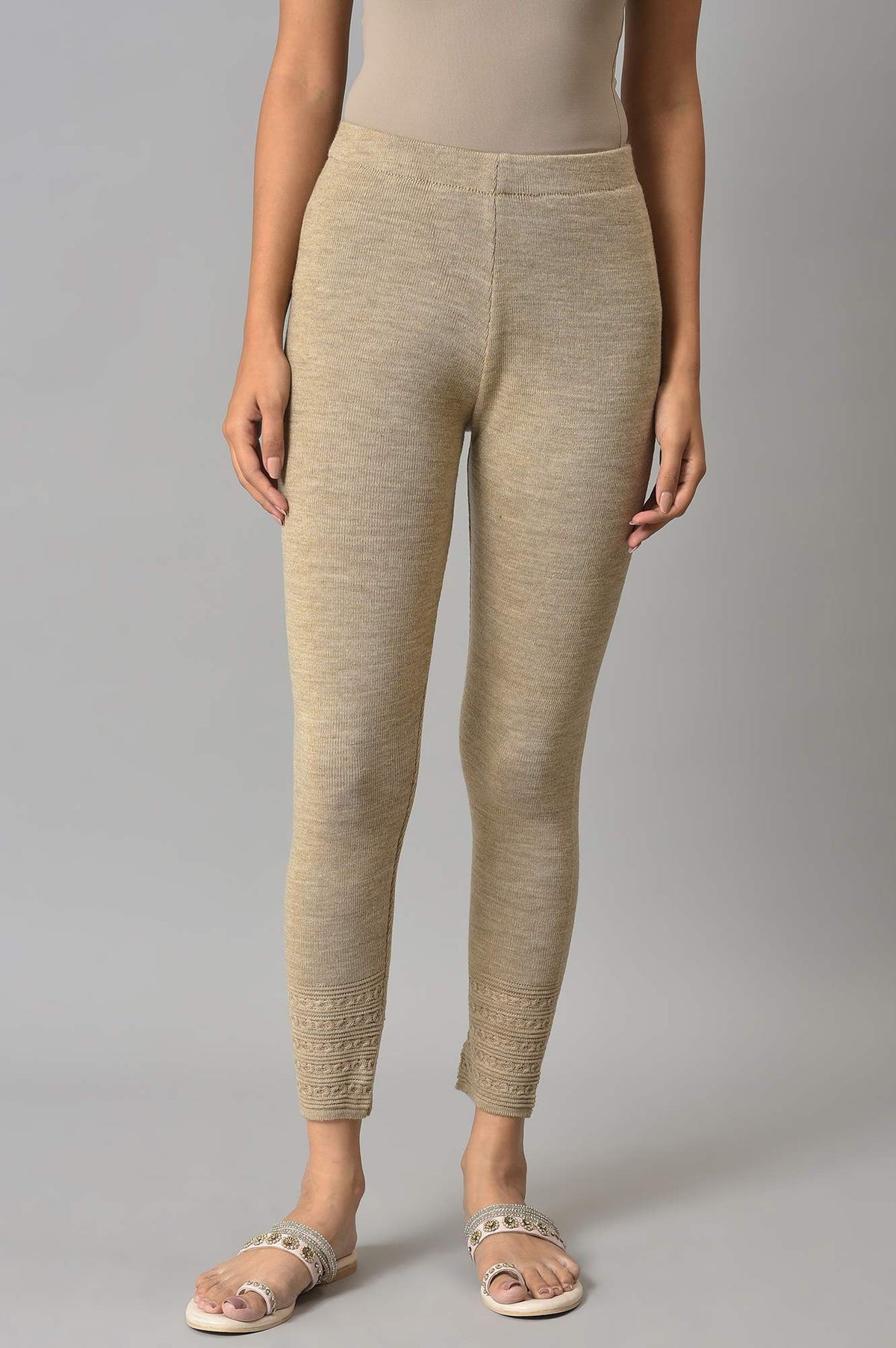 Natural Melange Knitted Winter Tights - XL