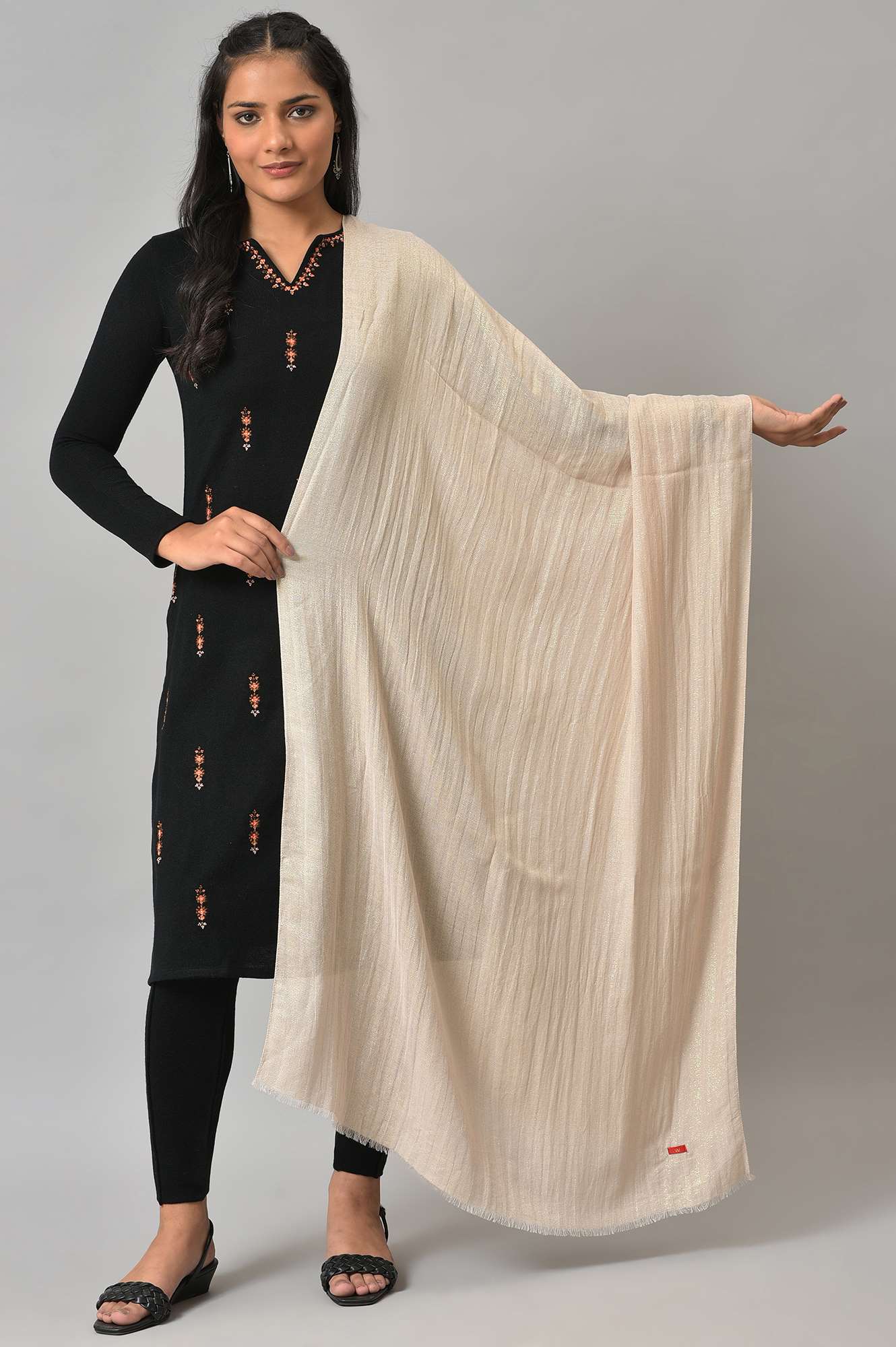 Gold Lurex Women Winter Shawl