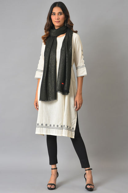 Jet Black Lurex Woven Shawl