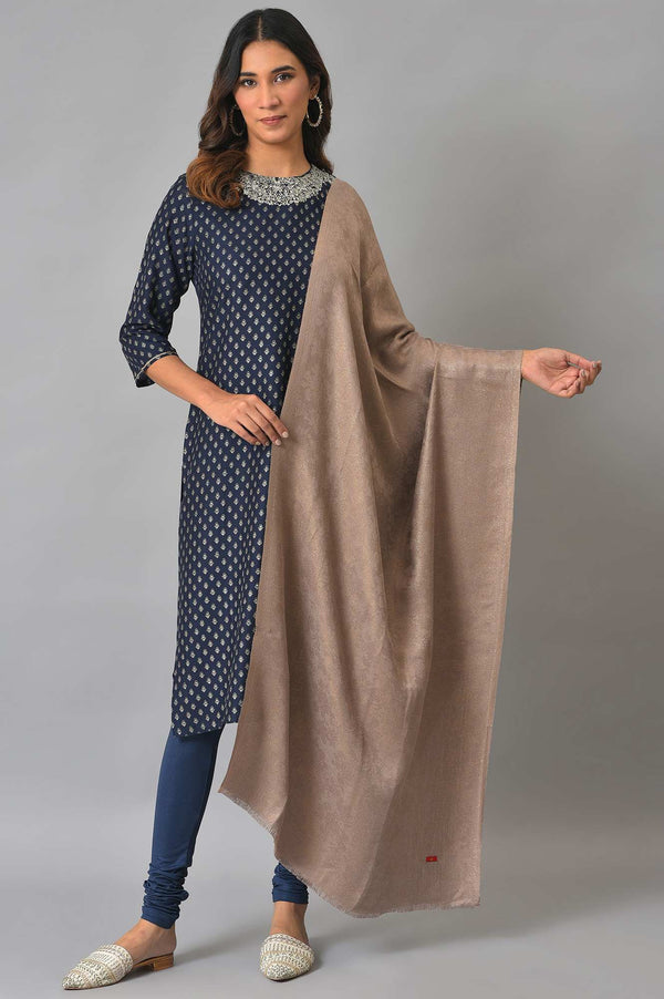 Light Brown Jacquard Winter Shawl