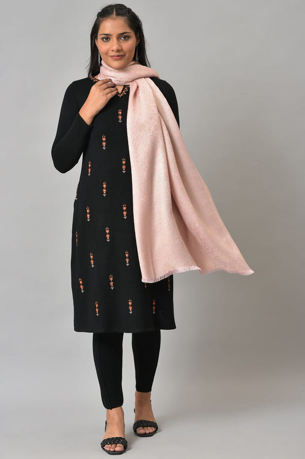 Peach Lurex Jacquard Winter Shawl