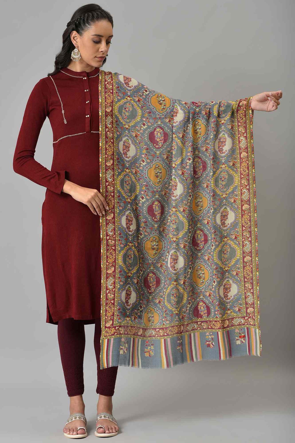 Bright Multicoloured Paisley Printed Shawl - WFS