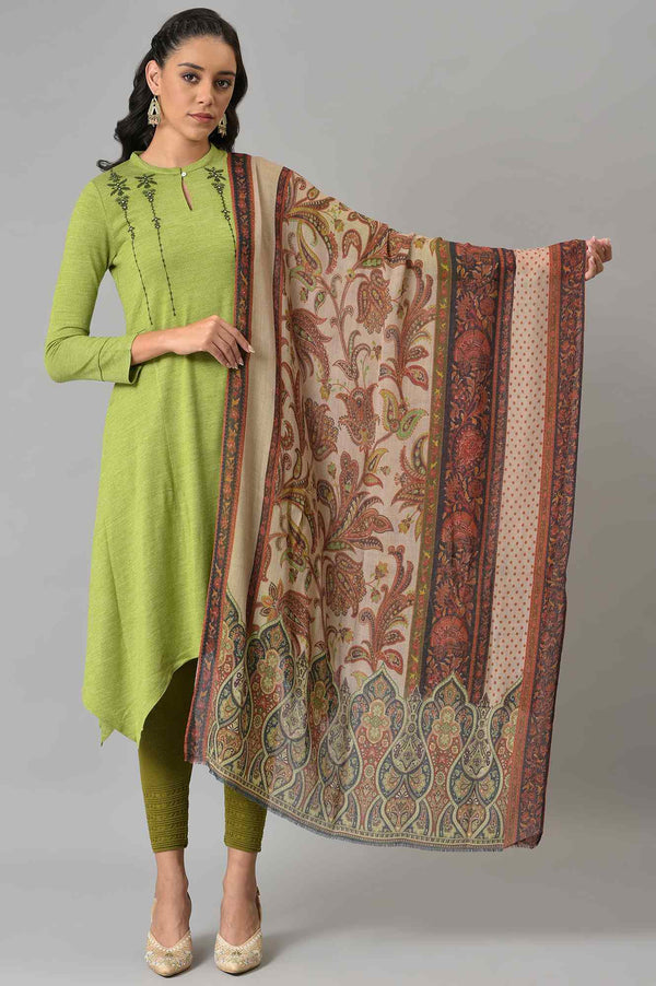 Red Paisley Printed Shawl