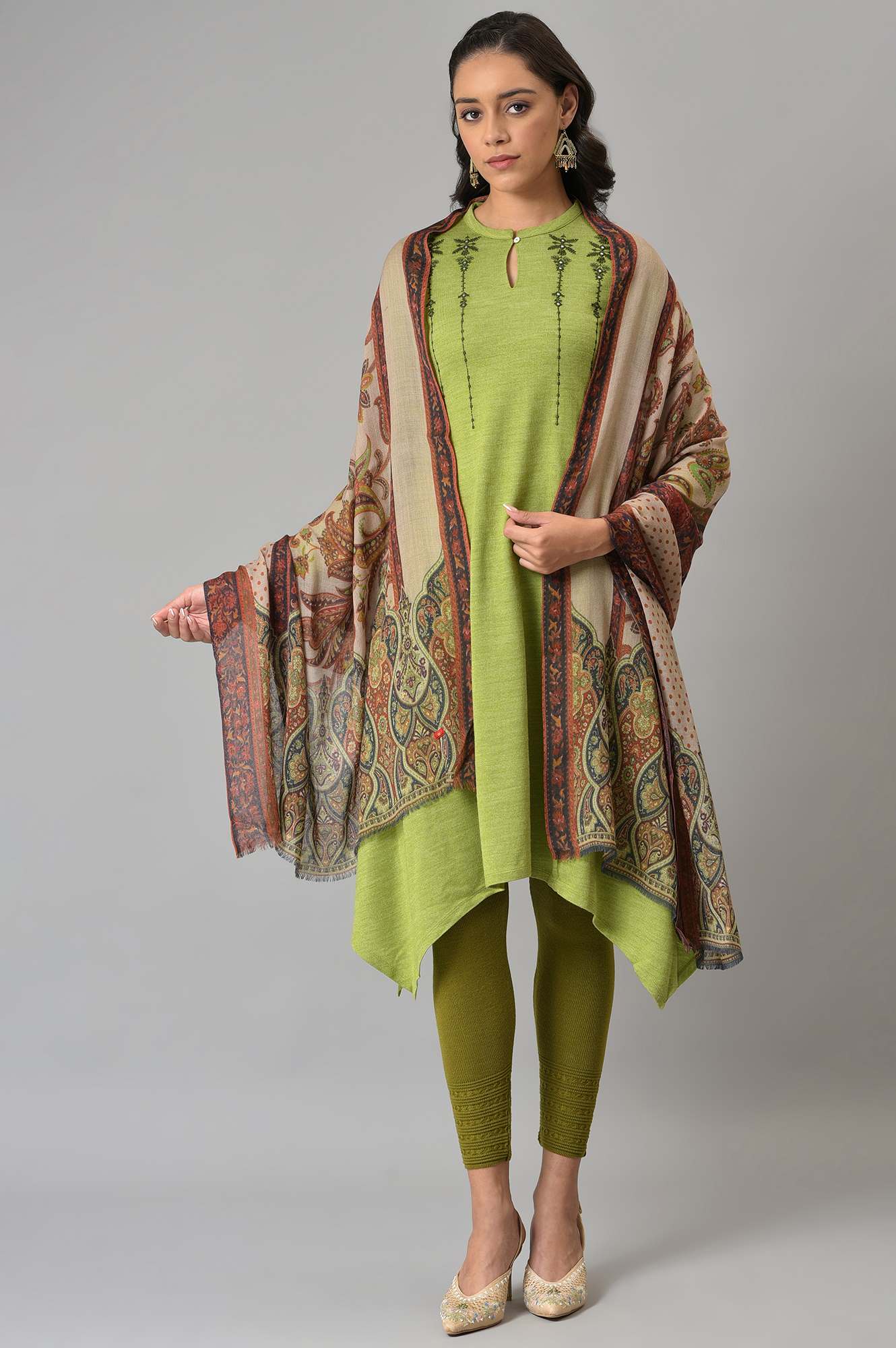 Red Paisley Printed Shawl