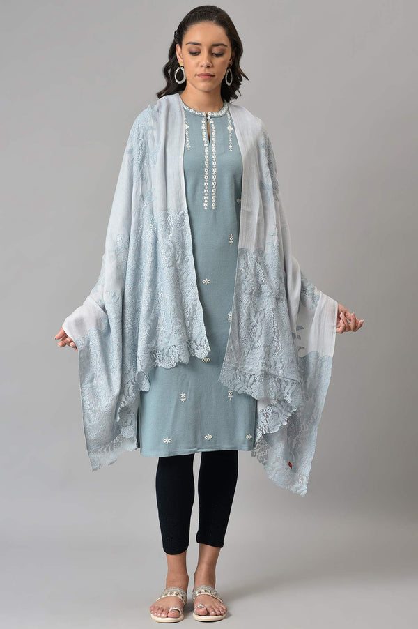 Light Blue Lace Winter Shawl