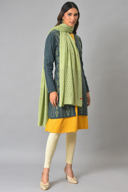 Light Green Pointel Knitted Shawl