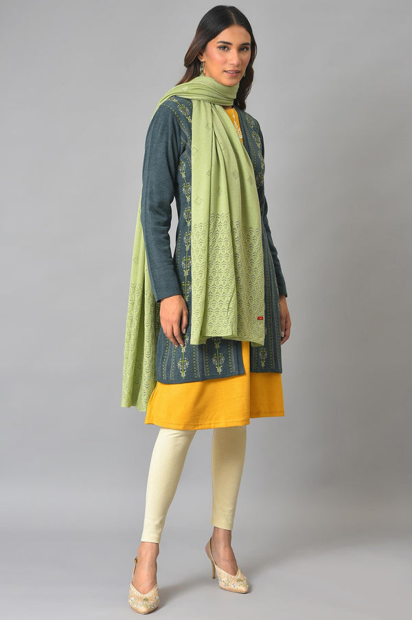 Light Green Pointel Knitted Shawl