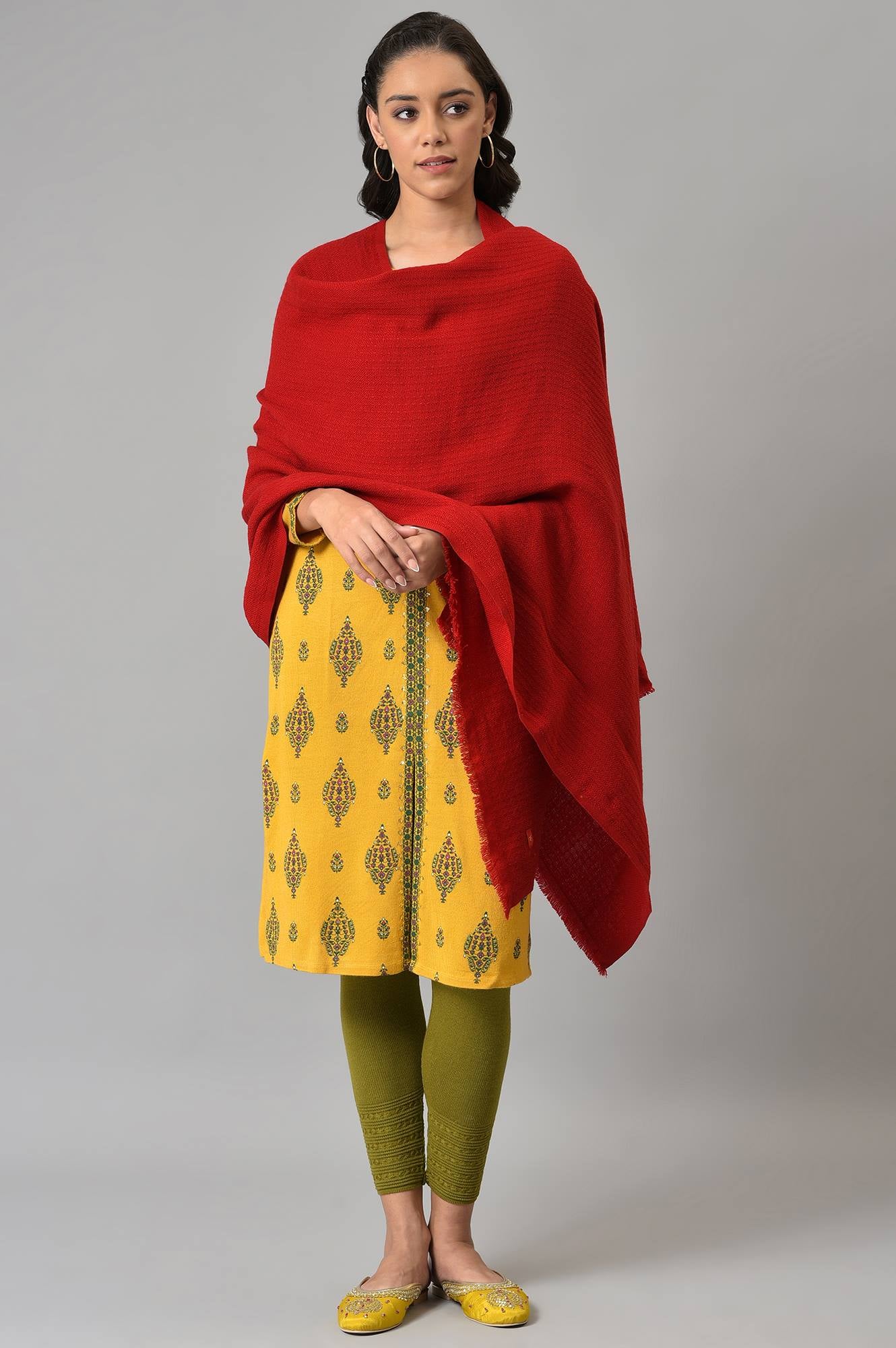 Red Solid Winter Shawl