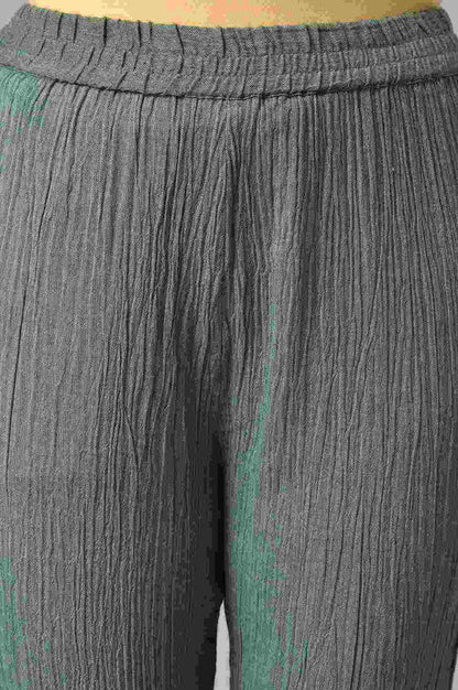 Green Printed Longline Jacket With kurta And Pants - wforwoman