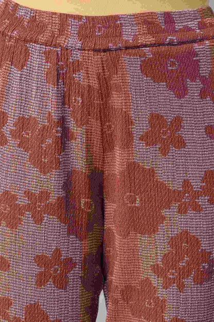 Brown Floral Printed kurta With Slim Pants - wforwoman