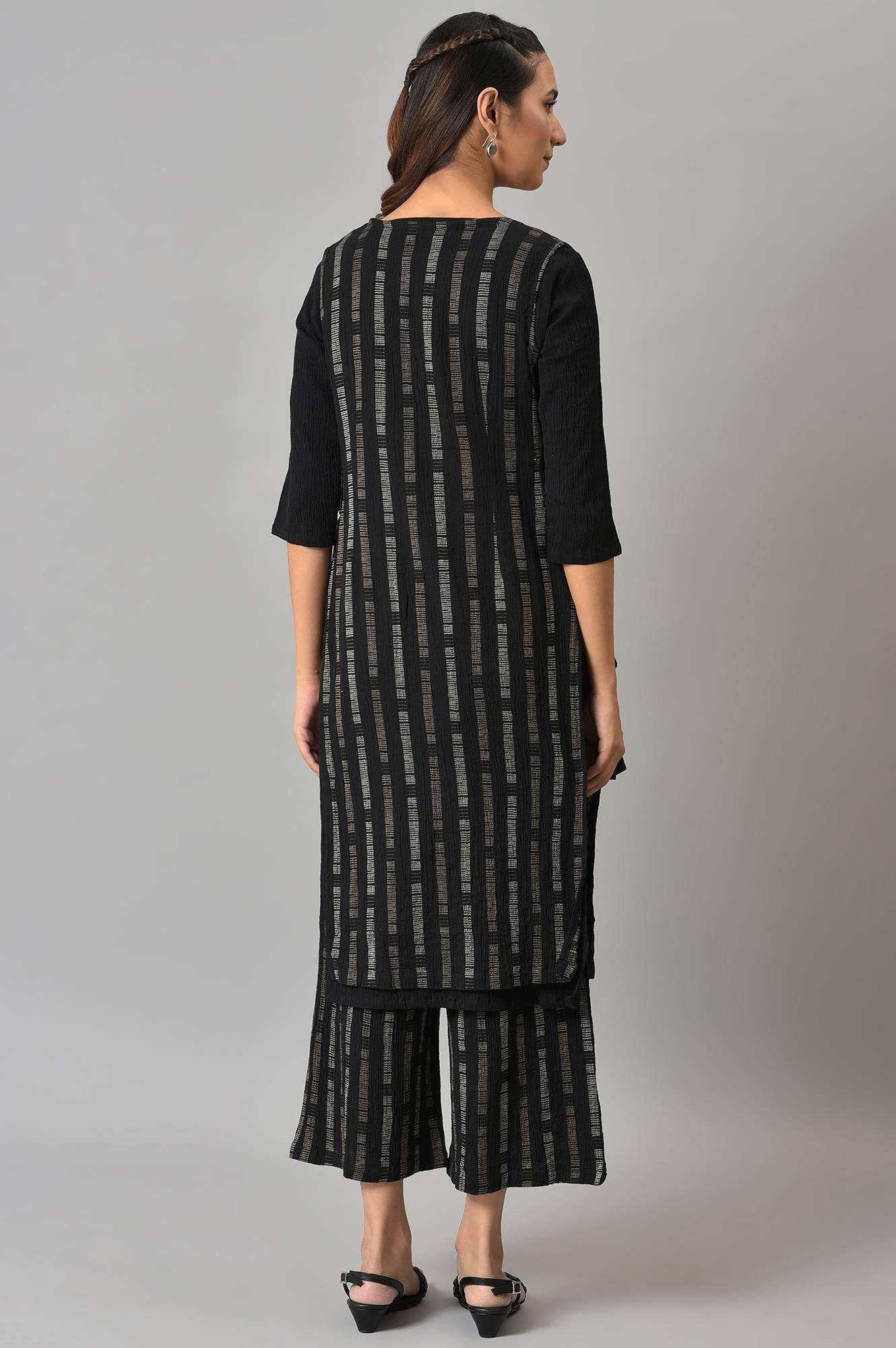 Black Crepe Tench Jacket Set - wforwoman