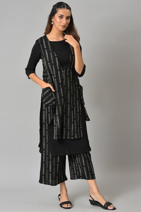 Black Crepe Tench Jacket Set