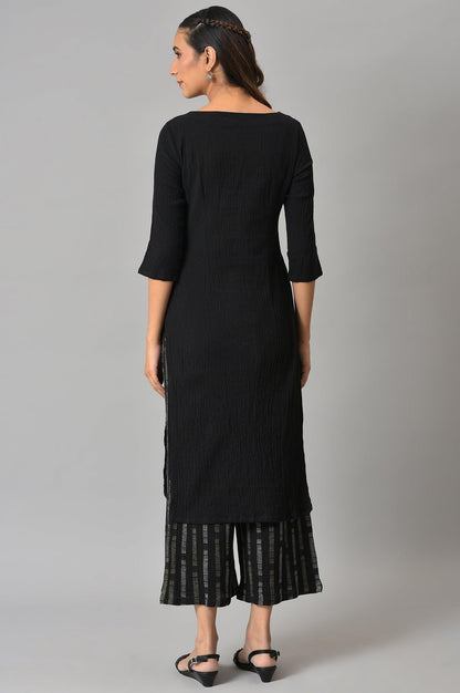 Black Crepe Tench Jacket Set - wforwoman