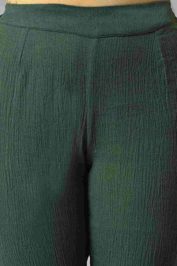 Dark Green 2-Tone Cotton kurta With Slim Pants And Dupatta