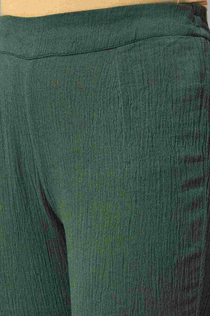 Dark Green 2-Tone Cotton kurta With Slim Pants And Dupatta - wforwoman