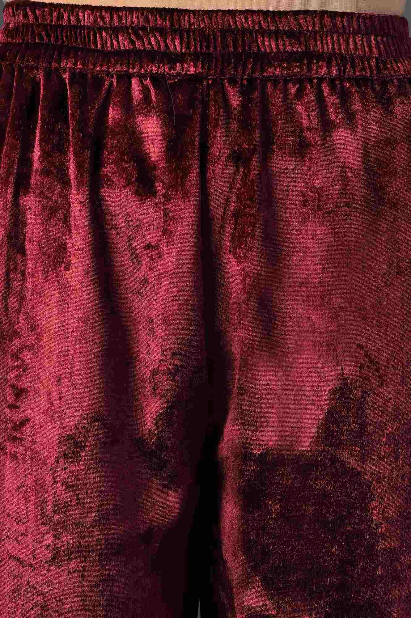 Red Mock Angrakha Embroidered kurta With Straight Pants - wforwoman