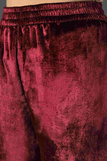 Red Mock Angrakha Embroidered kurta With Straight Pants - wforwoman