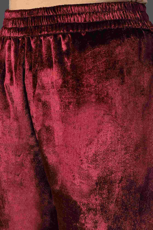 Red Mock Angrakha Embroidered kurta With Straight Pants