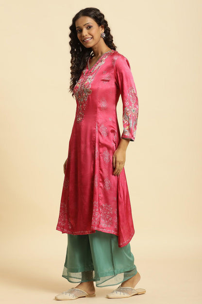 Pink Digital Printed Kurta, Pants And Dupatta Set - wforwoman