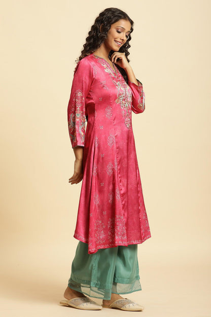 Pink Digital Printed Kurta, Pants And Dupatta Set - wforwoman