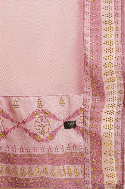 Soft Pink Panelled Layered Gown And Dupatta Set - wforwoman