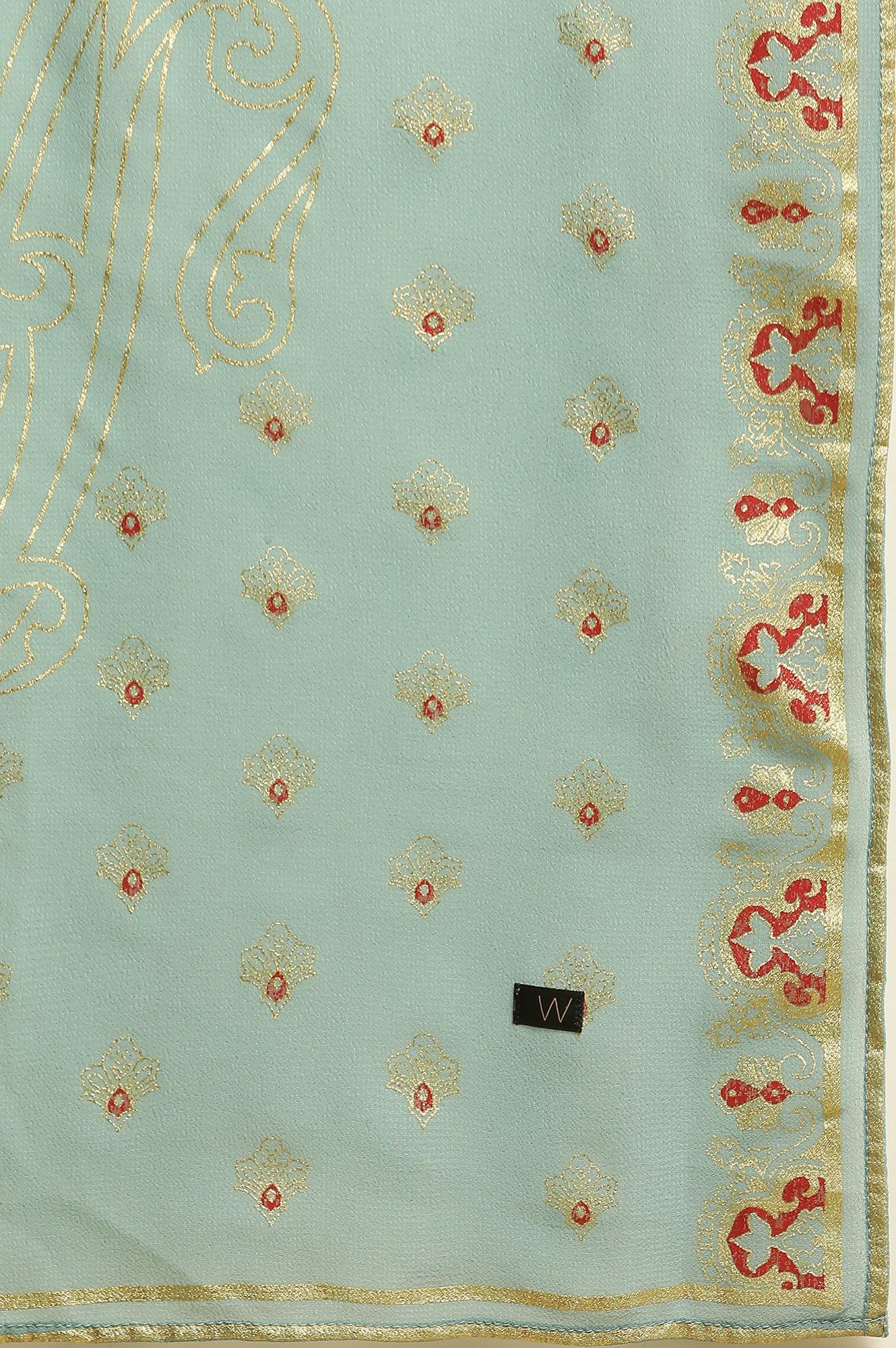 Red Embellished Short Kurta, Sharara And Dupatta Festive Set - wforwoman