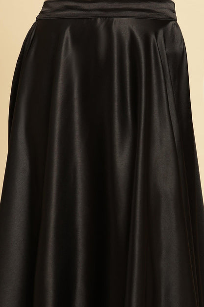 Black Zari Embroidered Sheer Kurta And Skirt Set - wforwoman