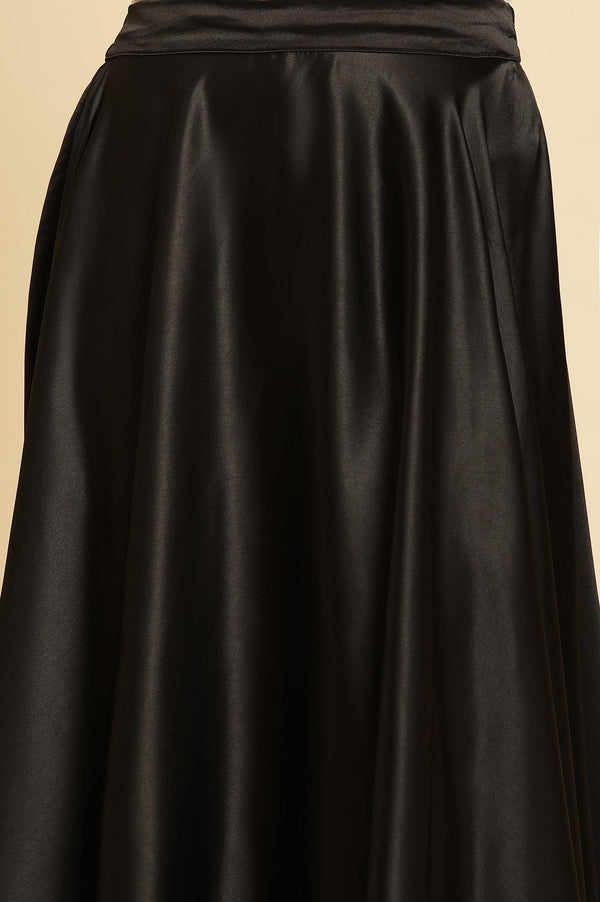 Black Zari Embroidered Sheer Straight Kurta and Skirt Set