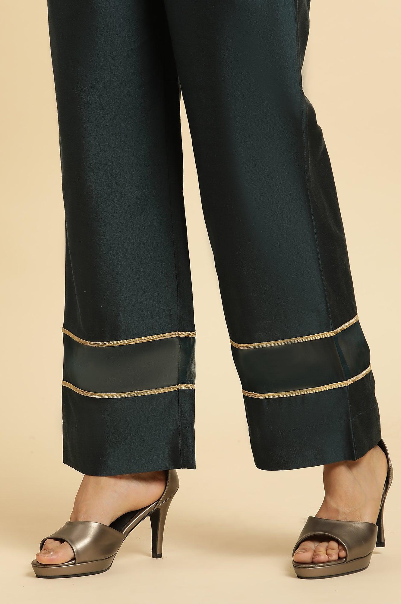 Dark Green Embroidered Festive Kurta, Pant And Dupatta Set - wforwoman