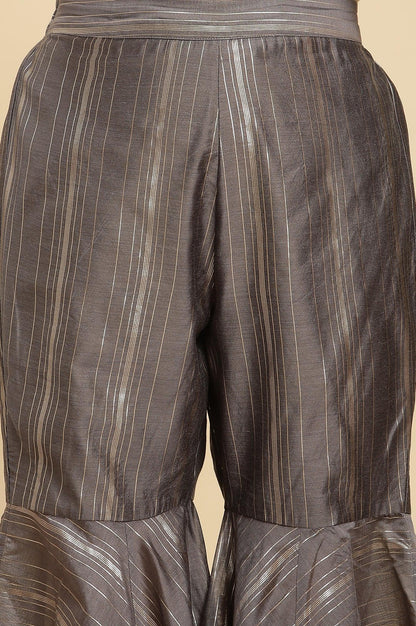 Light Grey Embroidered Heavy Festive Kurta And Sharara And Dupatta Set - wforwoman