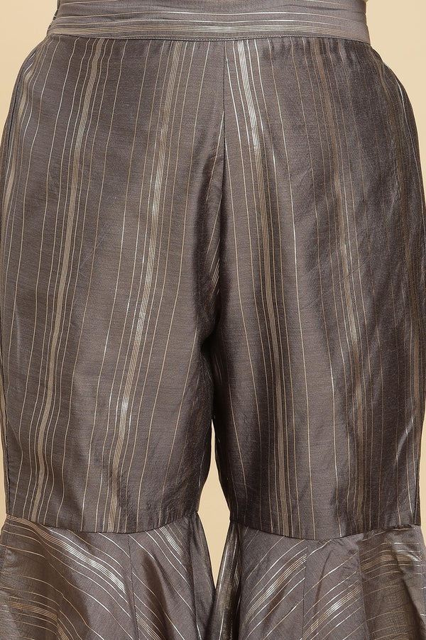 Light Grey Embroidered Heavy Festive Kurta And Sharara And Dupatta Set