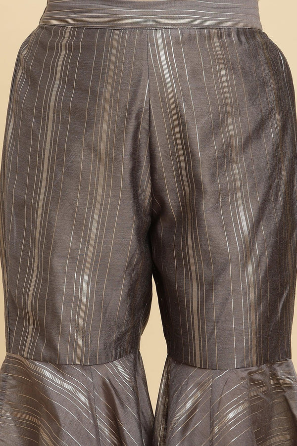 Light Grey Embroidered Heavy Festive Kurta And Sharara And Dupatta Set