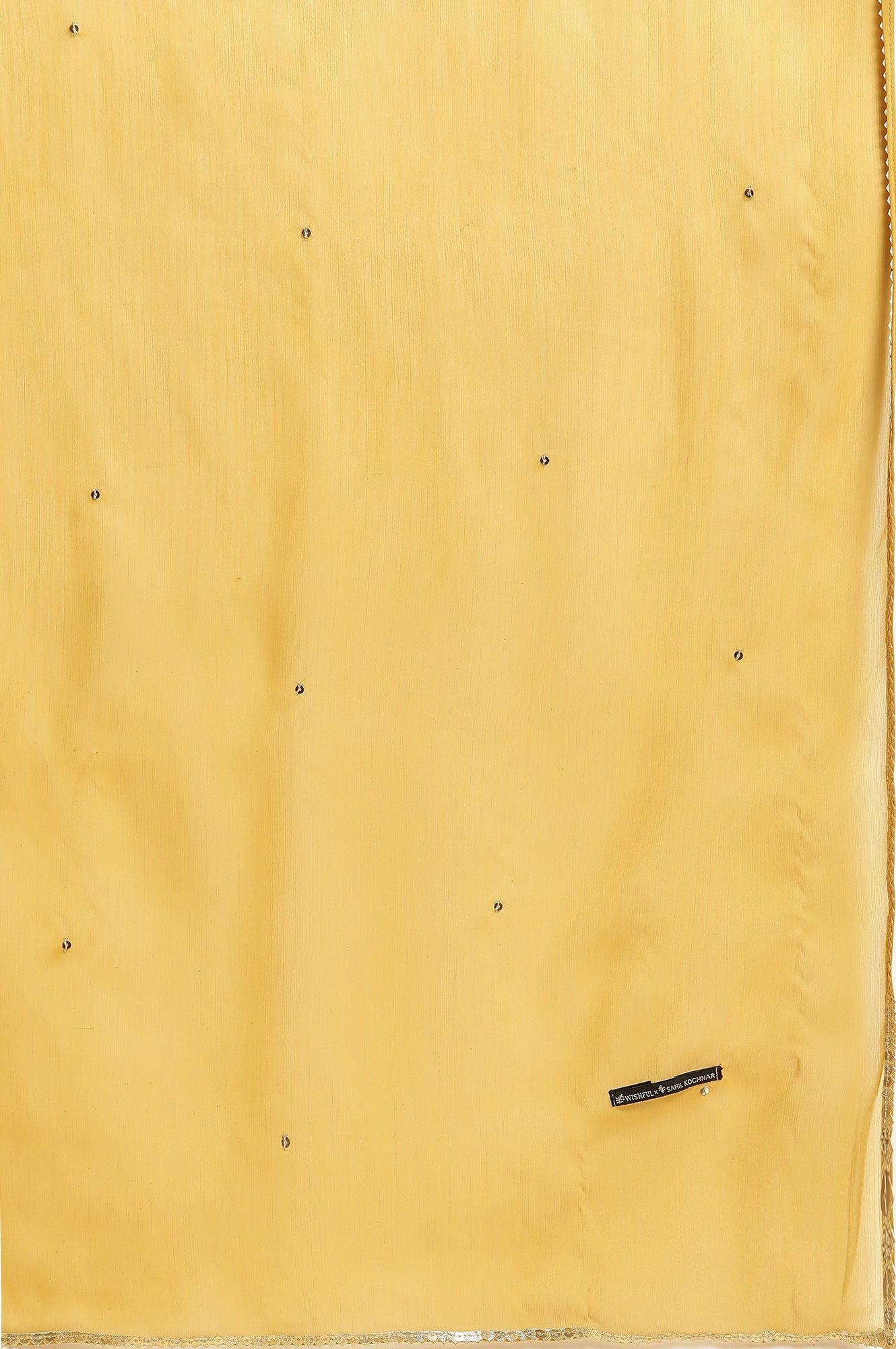 Yellow Embroidered Kurta, Pants And Dupatta Set - wforwoman