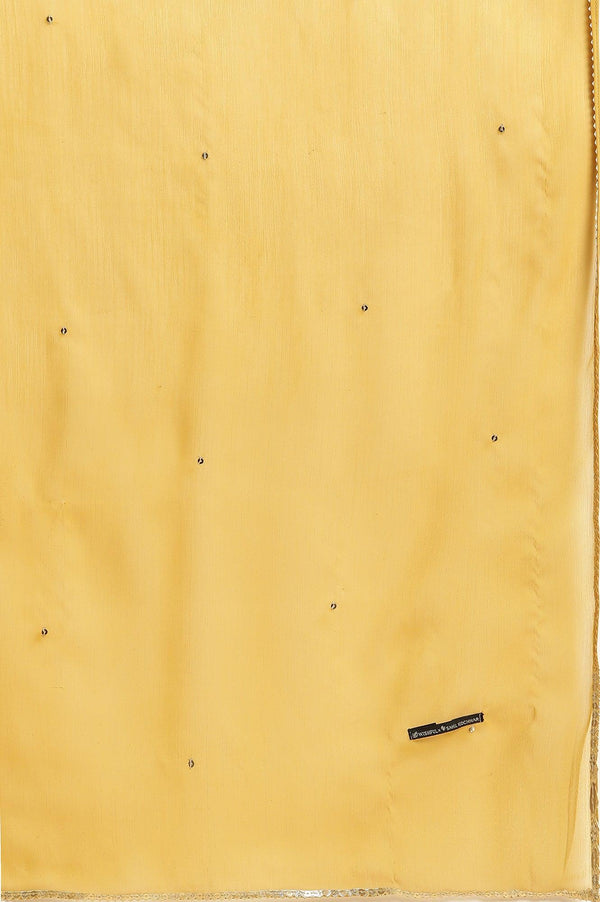 Yellow Embroidered Kurta, Pants And Dupatta Set