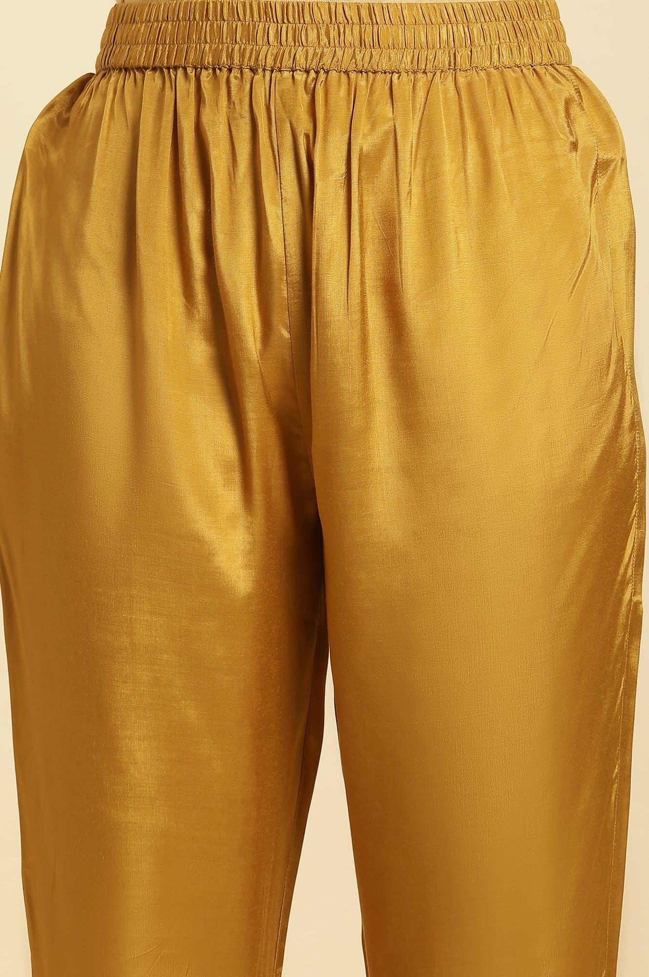 Yellow Embroidered Kurta, Pants And Dupatta Set - wforwoman