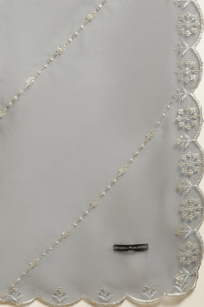 Light Grey Heavy Embroidered Anarkali Kurta, Pants And Dupatta Set - wforwoman