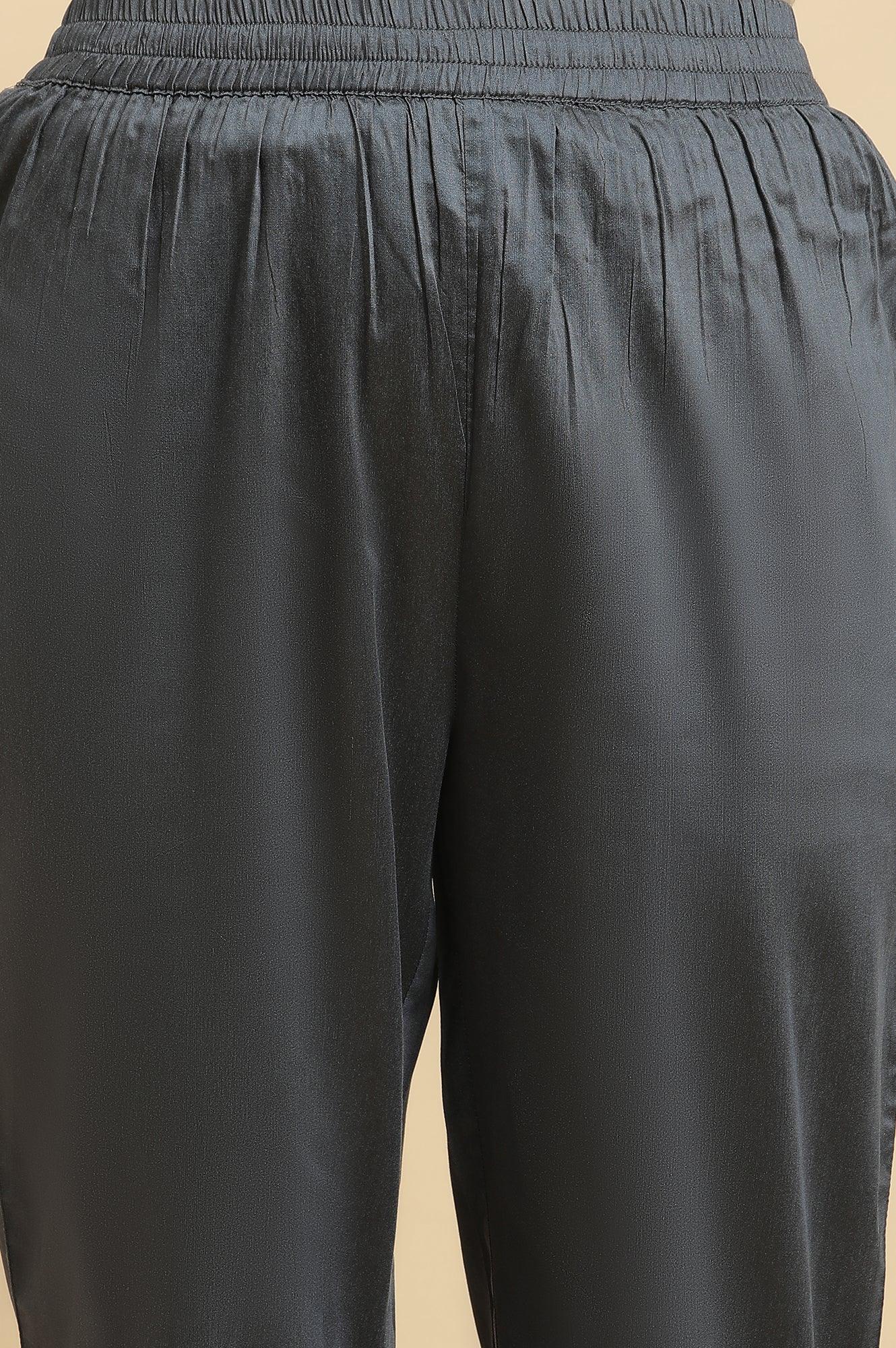 Light Grey Heavy Embroidered Anarkali Kurta, Pants And Dupatta Set - wforwoman