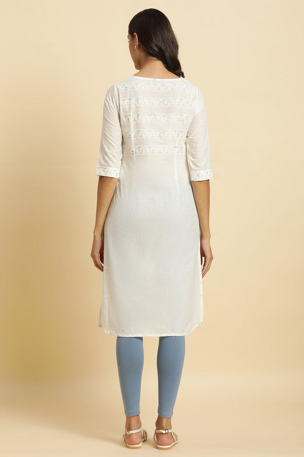 White Cambric Printed Kurtaa