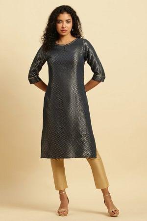 Grey Dobby Festive Embellished Kurta